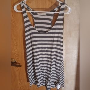 Grey and White Striped Tank Top - Large
